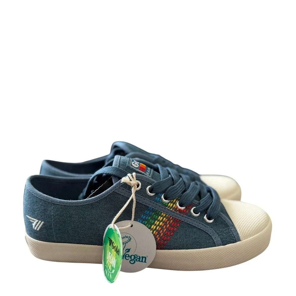 NEW Gola Coaster Rainbow Stitch Denim Multi Vegan Sneakers‎ CLB327 Womens 7